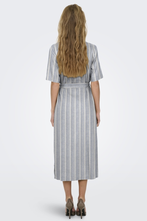 Only onlcaro s/s linen bl belt dress cc